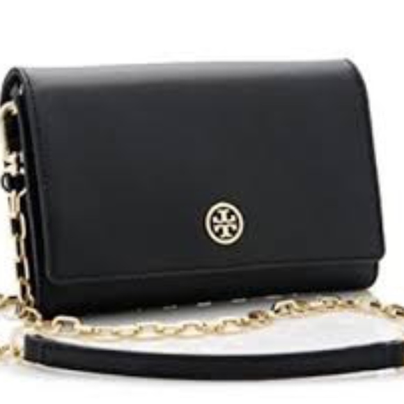 Tory Burch Robinson Chain Wallet in Black